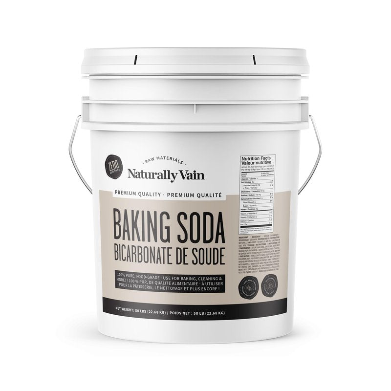 Naturally Vain Baking Soda, Food-grade Sodium Bicarbonate, Natural Deodorizer Odor Absorber, Great for Baking, Cooking, Cleaning & More, 50lb Resealable Bucket