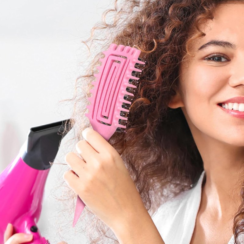 Curl Defining Brush - Pain-Free Combing Tool for Curly Hair | Lightweight Non-Slip Handle, Pink