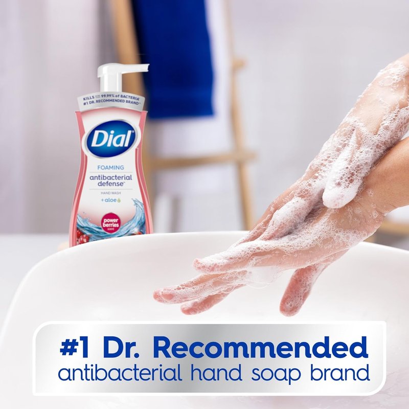 Dial Antibacterial Foaming Hand Wash - Power Berries, 7.5 Fl Oz | Pack of 6 for Effective Germ Protection