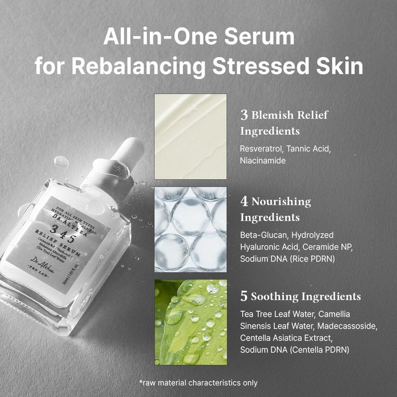 Dr.Althea 345 Relief Serum | Daily Hydrating Face Serum for Dry, Irritated Skin | Soothing Redness & Post-Acne Care, Non-comedogenic | Korean Vegan Skincare, 1.01 Fl Oz
