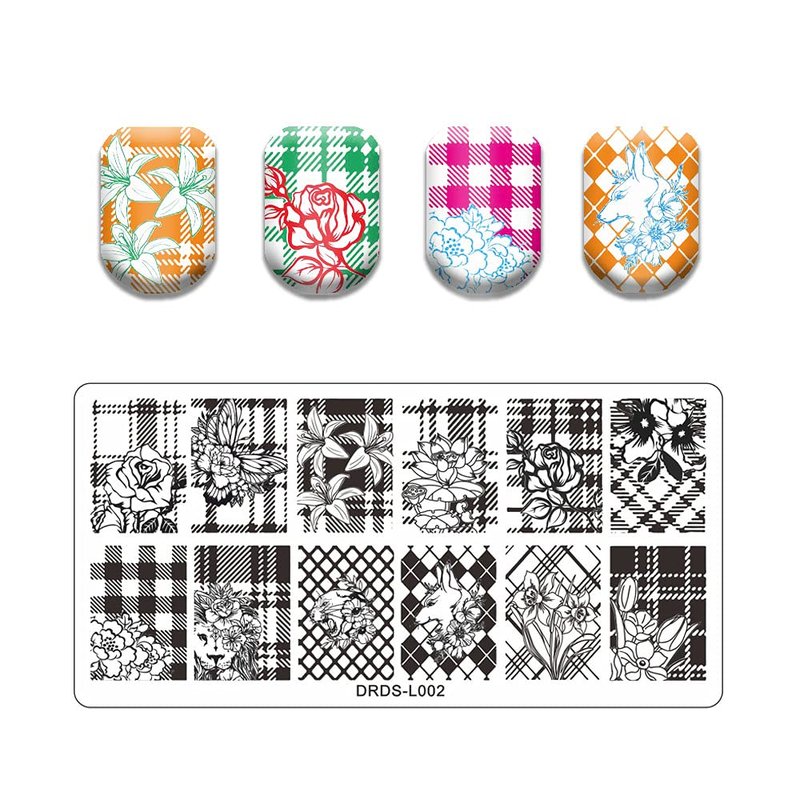 Nail Stamp Plates Set - 21 Pcs with 16 Designs, 2 Stampers & Scrapers | Floral & Animal Patterns