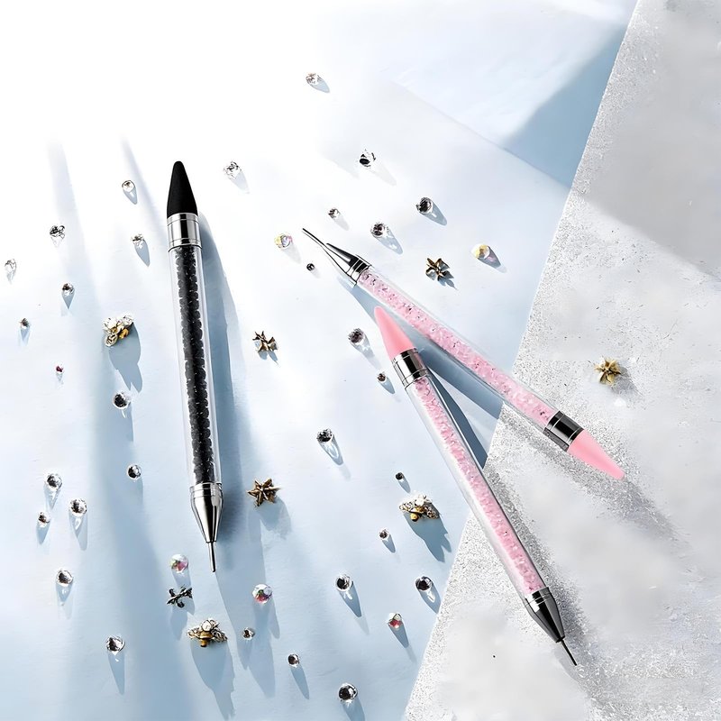 2PCS Rhinestone Picker Tool Dotting Pen - Rhinestone Picker Tool Set with 6 Wax Tips and 2 Tweezers, Gem Picker Pen Diamond Jewel Applicator, Rhinestone Tools Kit for Bedazzling DIY Nail Art
