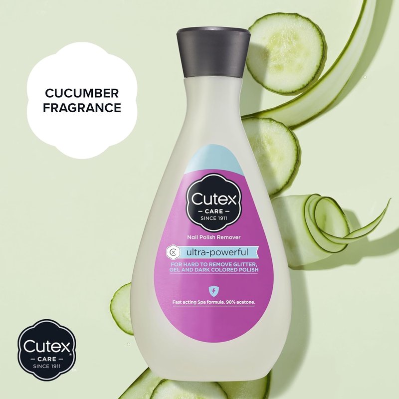 Cutex Gel Nail Polish Remover - Ultra-Powerful Formula for Glitter & Dark Colors | 6.76 Fl Oz, Paraben-Free