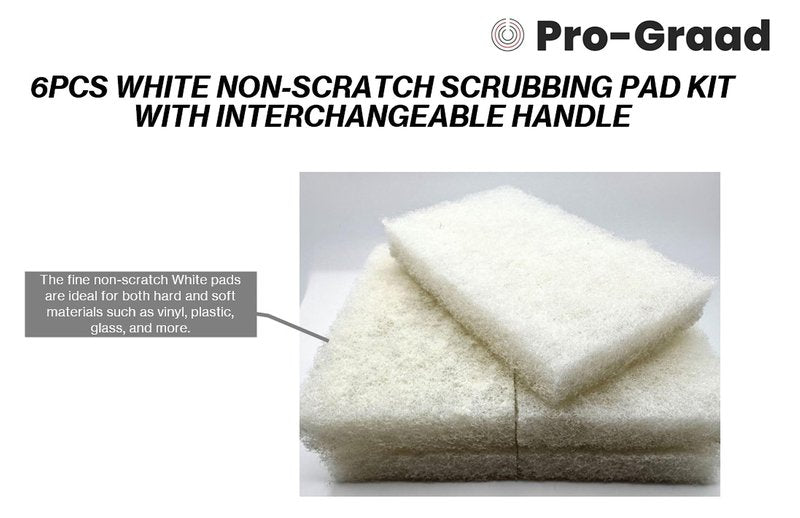 Handled Bath Scrubber 6 Piece Heavy Duty Cleaning Scrub Sponge Brush Bathroom Scouring Pads White Non-Scratch Remove Soap Scum Cleaning Shower Tile Bathtub Sink Pools Hot Tubs Waterline Steps Corners