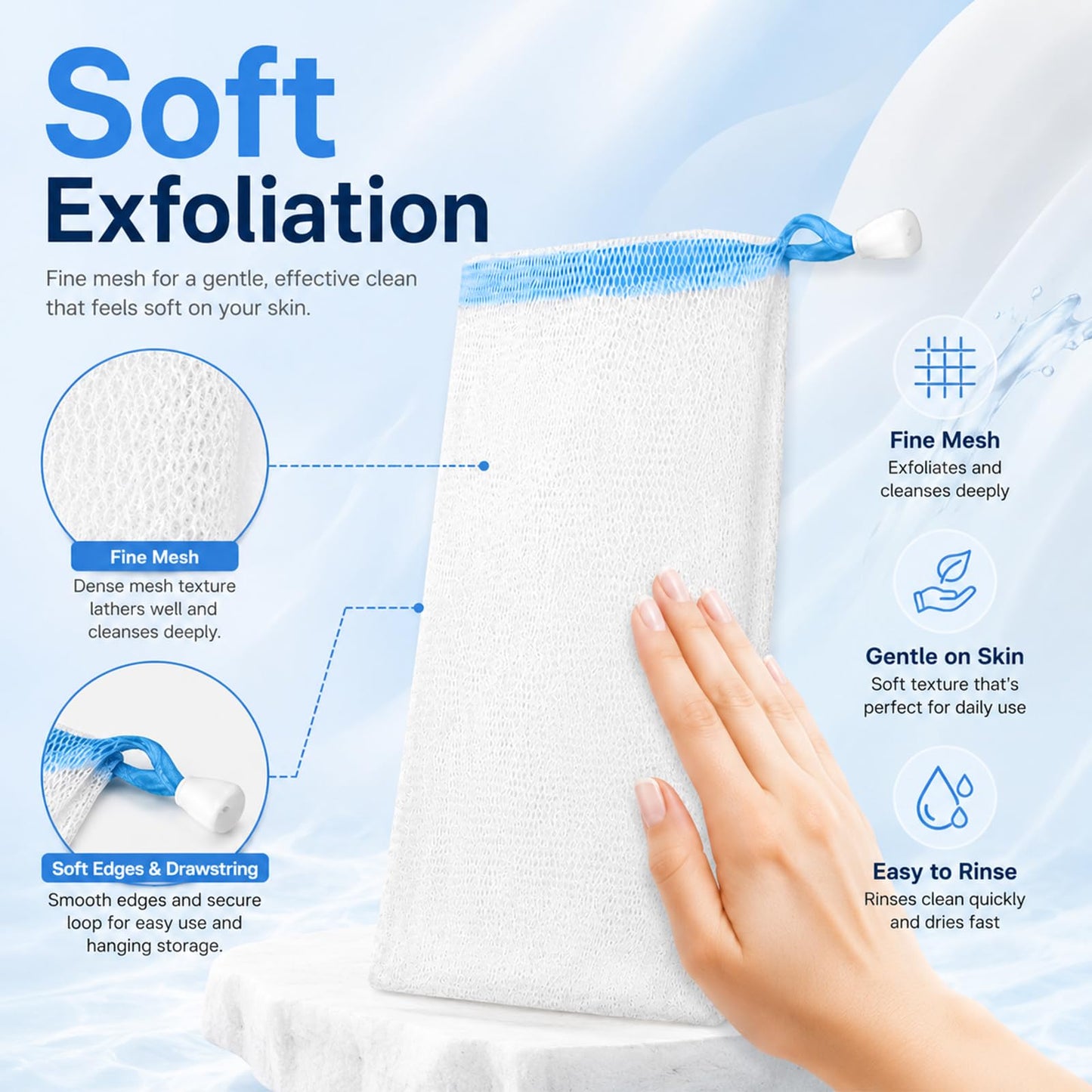 Lagincig 20 Pcs Soap Bag - Mesh Bar Soap Pouch with Drawstring, Nylon Foaming Holder for Shower, Travel, Gym, Bathroom