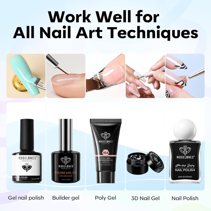 Modelones Nail Art Brushes Set - Professional Gel Polish & 3D Design Tools for Salon & DIY Use