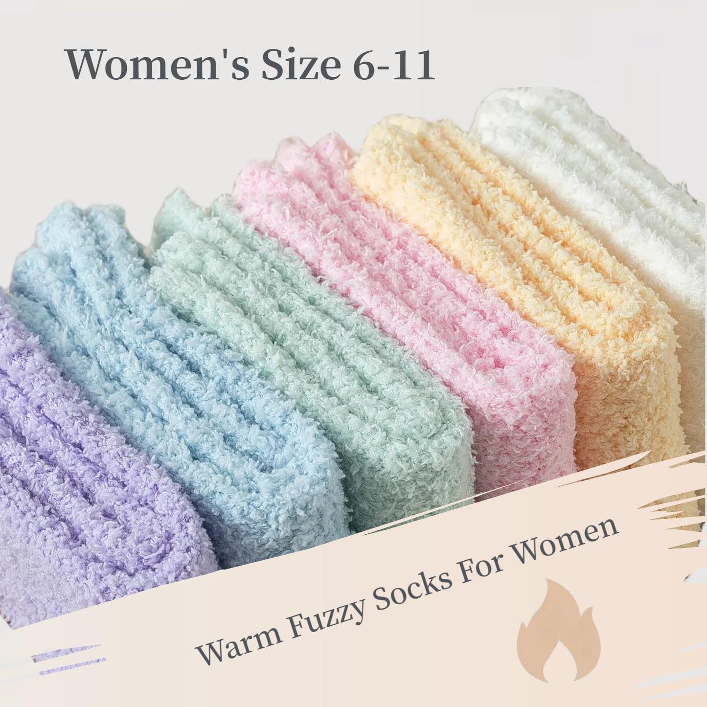 Tofox 6 Pairs Fuzzy Socks For Women Soft Home Slipper Socks Fluffy Sleeping Socks