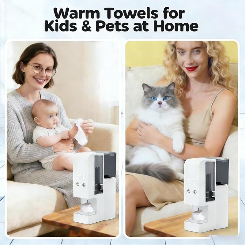**5s Fast Hot Towel Dispenser - 500ml Auto-Dry Heater with Constant 55°C | Includes 40 Compressed Towels**
