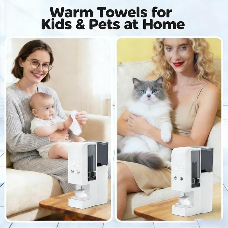 5s Fast Hot Towel Dispenser, 55°C (131°F) Constant Temp, 500ml Tank, Auto-Dry & Safe, Includes 40 Compressed Towels, Portable for Spa, Facial, Bathroom & Home (Hot Towel Heater with 2 Rolls of Towels)
