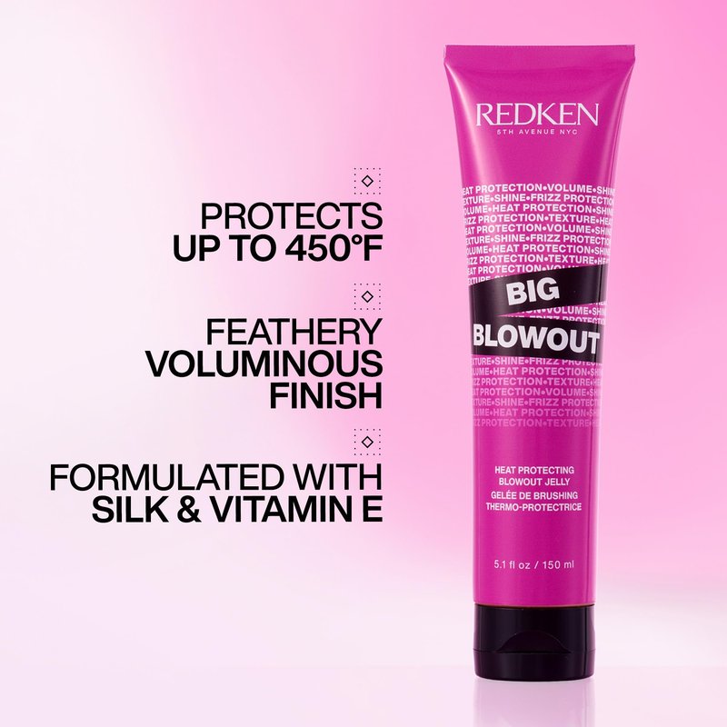 Redken Big Blowout Heat Protectant Hair Styling Gel - Provides Volume & Movement, Hair Shine, Anti-Frizz Blowdry Gel