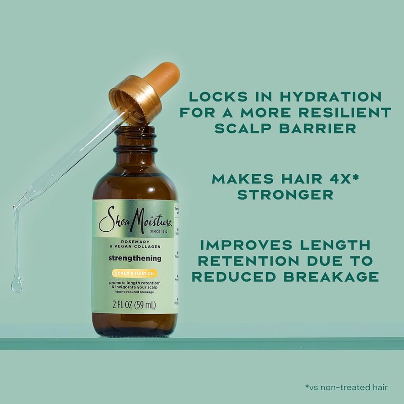 Shea Moisture Strengthening Scalp & Hair Oil - Rosemary & Vegan Collagen | 2 Fl Oz for Scalp Protection & Hair Strengthening