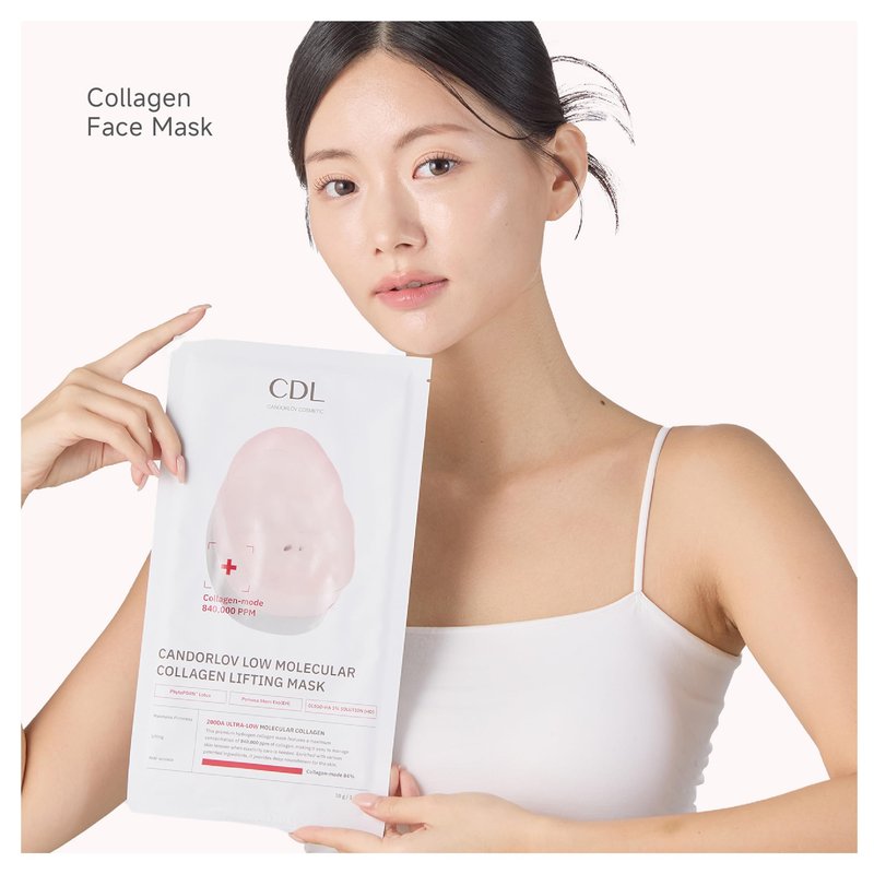 CANDORLOV Overnight Collagen Lifting Face Mask 5 Sheets, Korean Face Lifting Deep Hydrogel Mask for Glass Skin, Anti-Aging with PDRN, Hyaluronic Acid for Elasticity, Firmness