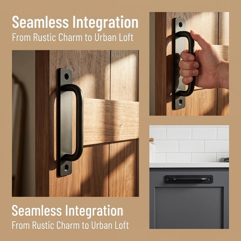 KALLORY Barn Door Handle 8.26 Inch Long Base Pull with Screws for Sliding Furniture Cabinet Closet and Indoor Outdoor Doors