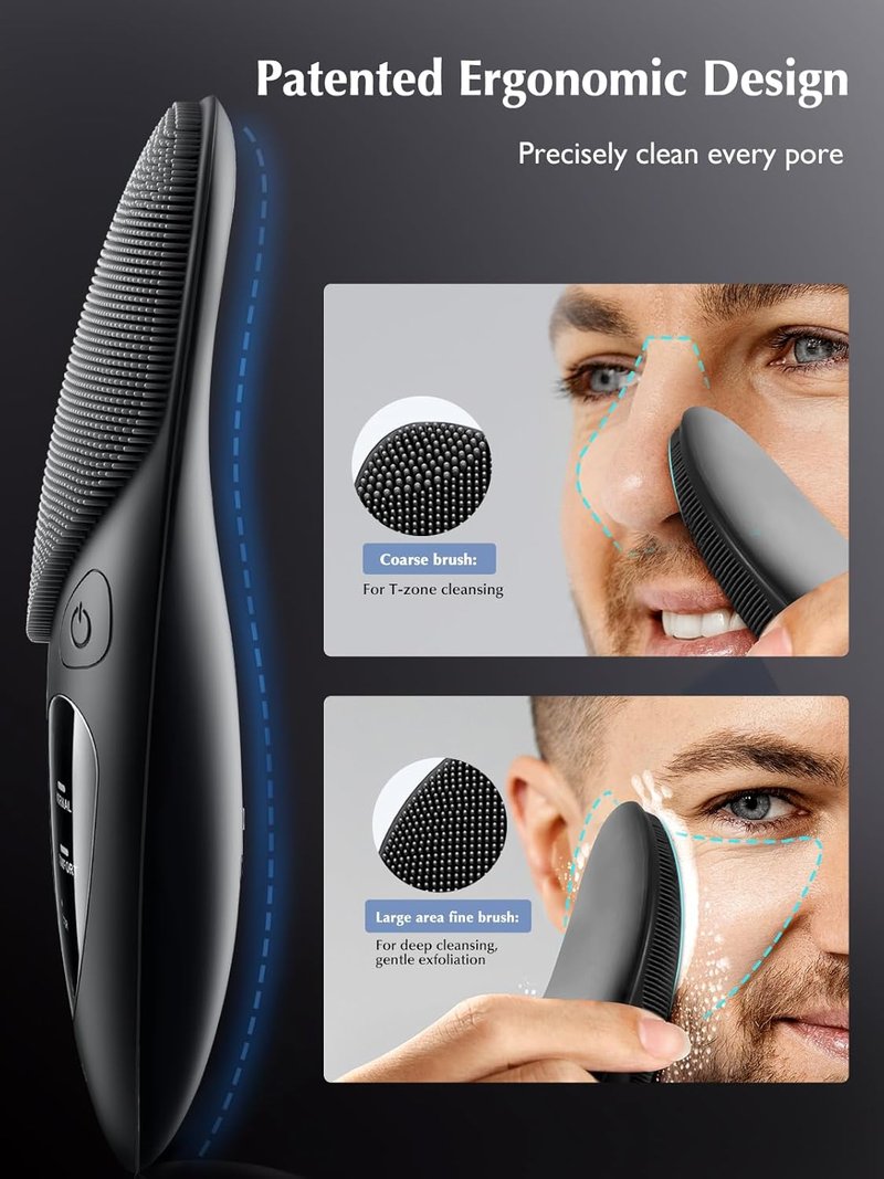 COSLUS Silicone Face Scrubber - Waterproof Rechargeable Facial Cleansing Brush | 4 Modes for Exfoliating & Massaging