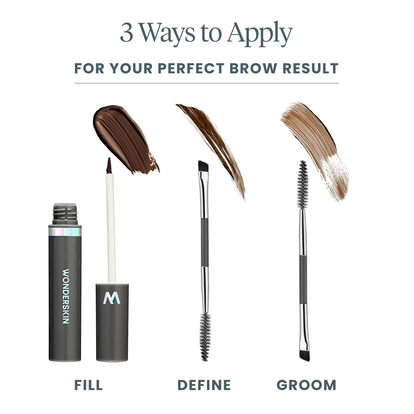 Wonderskin Dream Brow Eye Brow Gel, Long Lasting Eyebrow Gel, Water-resistant, Transfer Proof Tinted Filler Eyebrow Mascara (Dark Brunette)