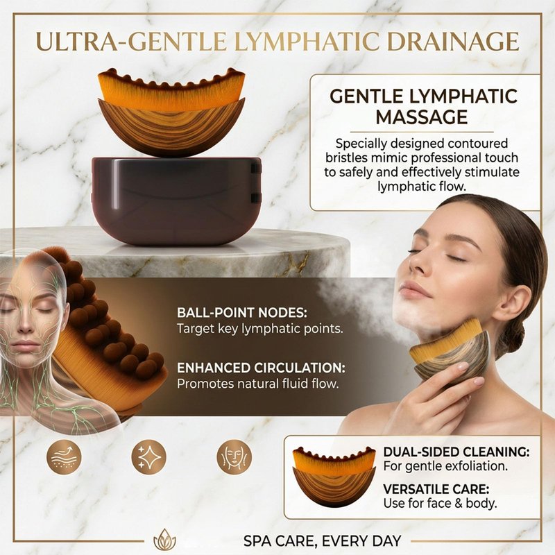 Lift & Glow Lymphatic Brush,Lymphatic Face Brush,Natural Makeup with Durable Soft Bristles, Ergonomic Facial Cleansing Brush for Sculpting 2pcs