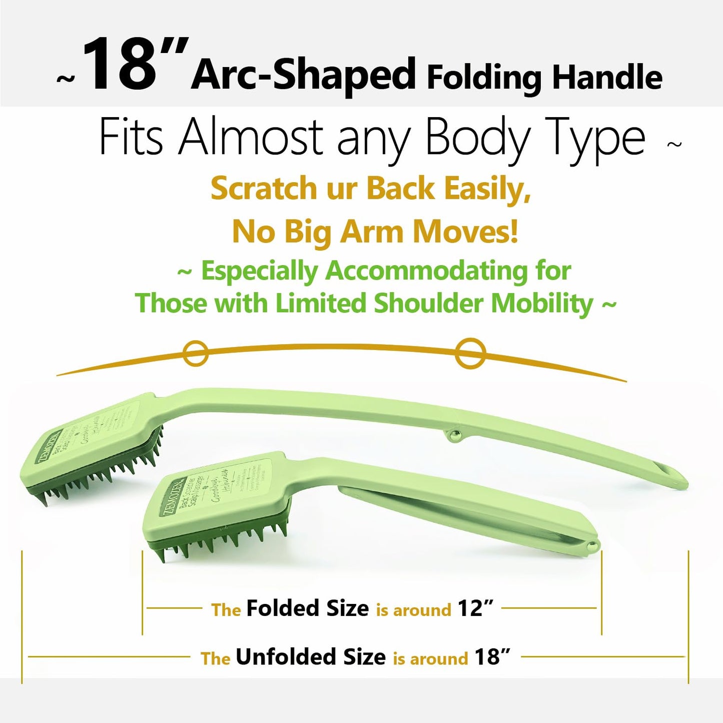 Back Scratcher for Men Women Adults -18" Folding Extendable Backscratchers w/2 Replaceable Coarse/Fine Teeth Heads for Itch Relief, Scalp Massager & Body Scratcher -Perfect Fathers Day Birthday Gifts