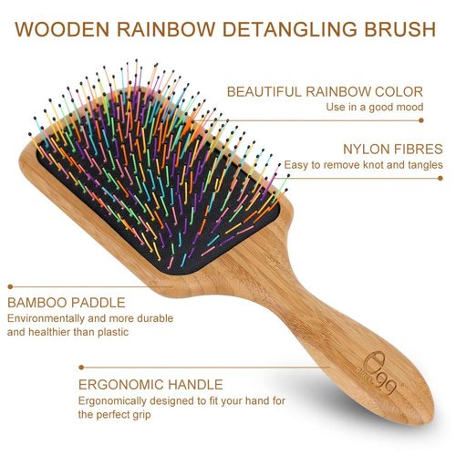 BLACK EGG Boar Bristle Hair Brush for Women Men Kid, Soft Natural Bristles Brush for Thin and Fine Hair, Restore Shine and Texture, Set includes Bamboo comb and 3 hair ties
