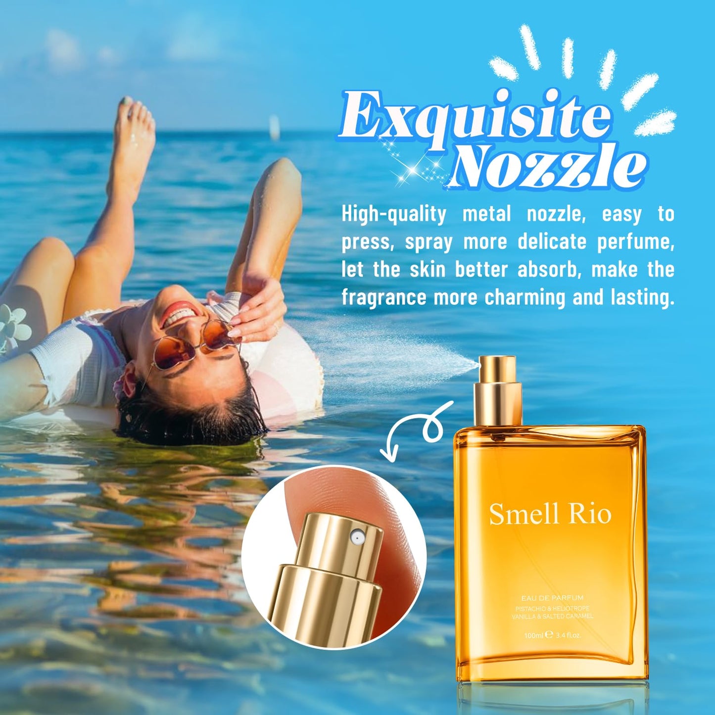 Smell Rio 02 Perfume for Women, Sunshine Pistachio Eau de Parfum 3.4 fl.oz | Warm Vanilla & Salted Caramel Scent | Long-Lasting Summer Fragrance Gift