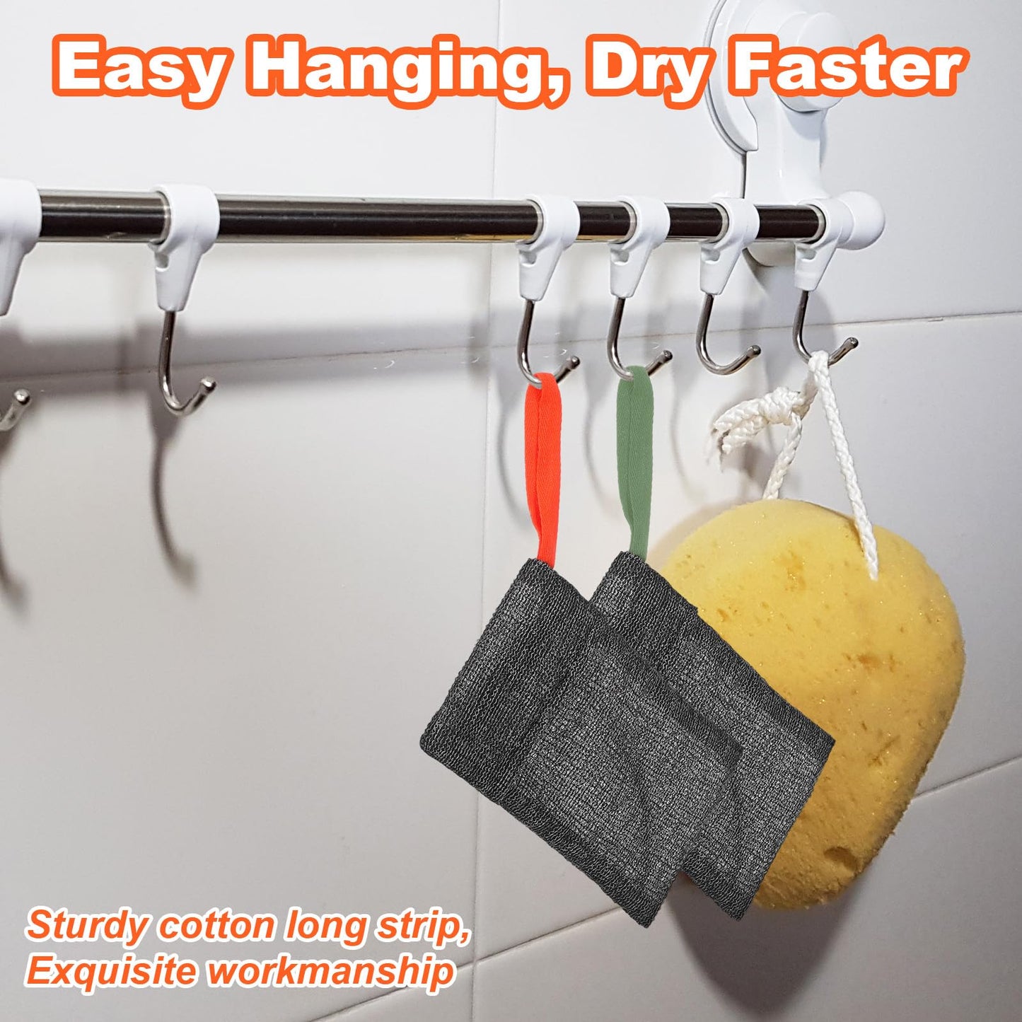 ElevateTech 4Pcs Soap Bags Bar Soap Pouch for Deep Exfoliating Saver Pouch Body Scrubber Shower Sponge Mesh Bar Soaps Foam Lather Pouches Use in Shower for Bath Travel Gift 7.48 × 4.72 in Gray Black