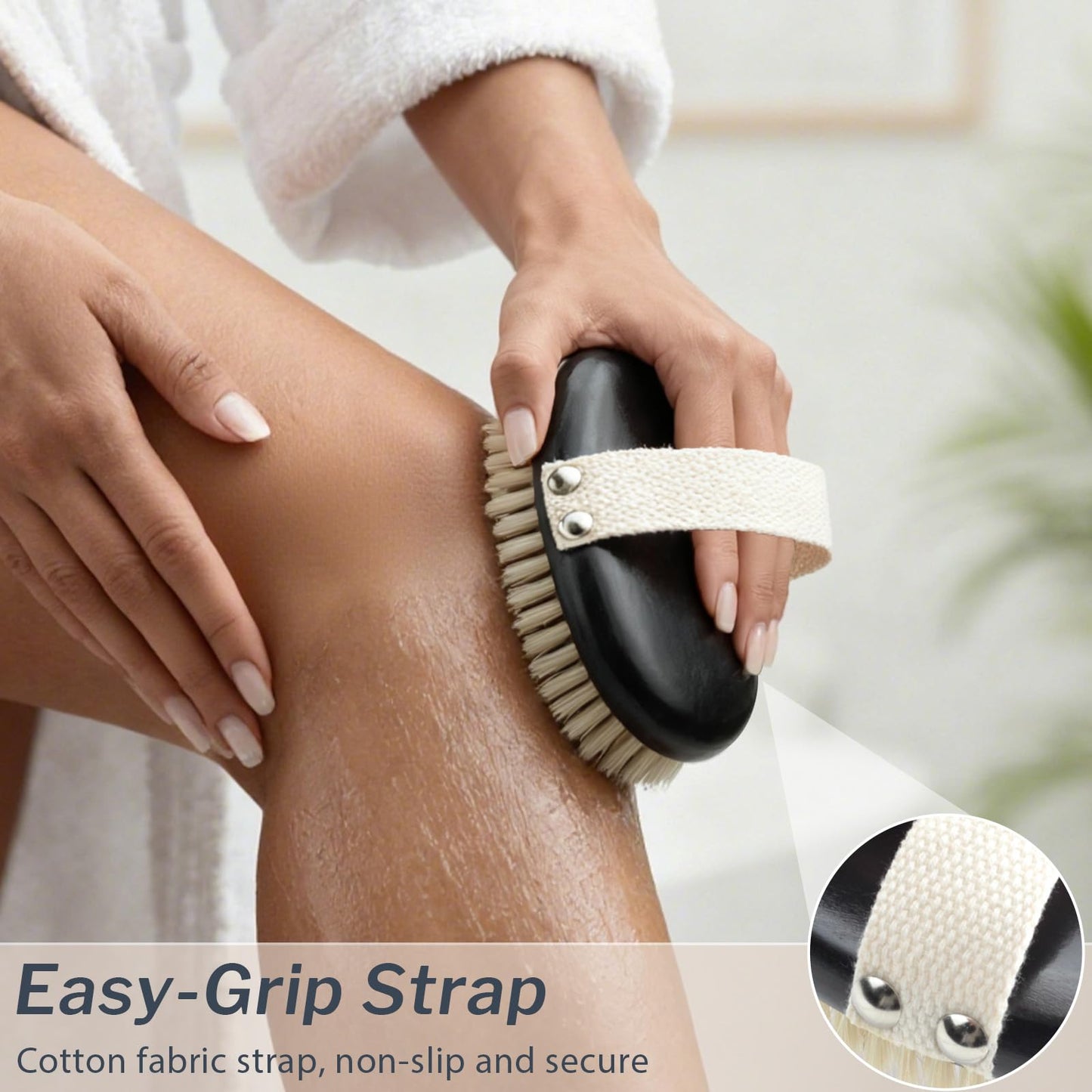 Dry Body Brush for Lymphatic Drainage – Soft Natural Bristles Exfoliator for Sensitive Skin, Cellulite & Circulation, Wooden Grip Bath Brush for Glowing Skin