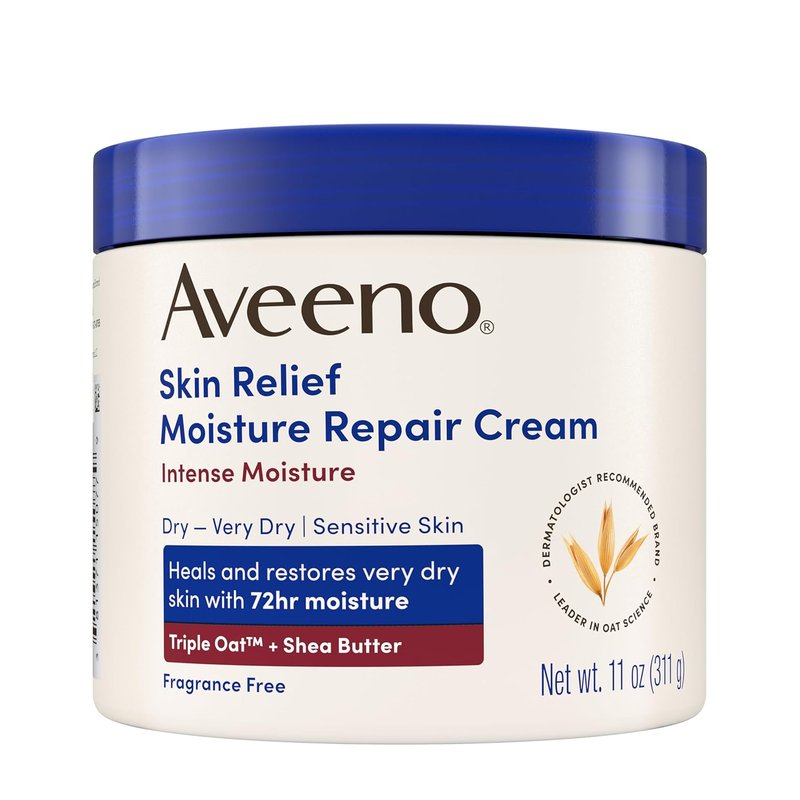 Aveeno Skin Relief Body Cream - Intense Moisture Repair with Triple Oat & Shea Butter | Fragrance-Free, 11 oz