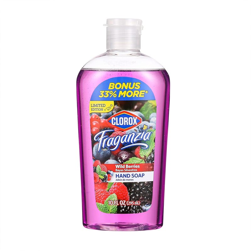 Clorox Fraganzia Liquid Hand Soap - Wild Berries Scent | 10 Fl Oz, Softens Hands & Cleans Dirt