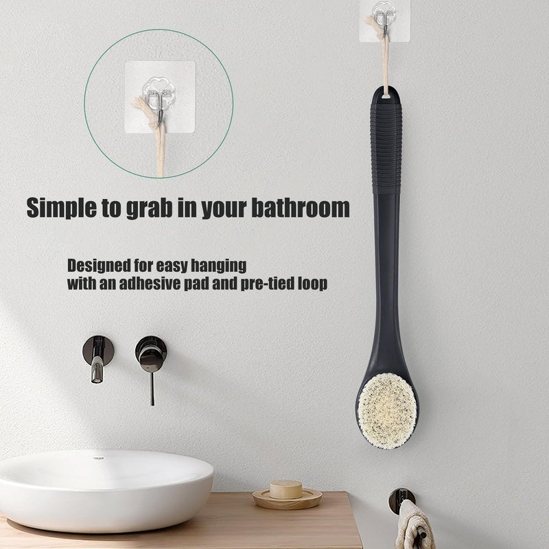 ROLIZOE 17-Inch Back Scrubber for Shower, Anti-Slip Exfoliating Body Brush for Bath, Gentle Back Brush for Shower for Men, and Women, Cleaning Skin for Smooth, Glowing Skin (Black)