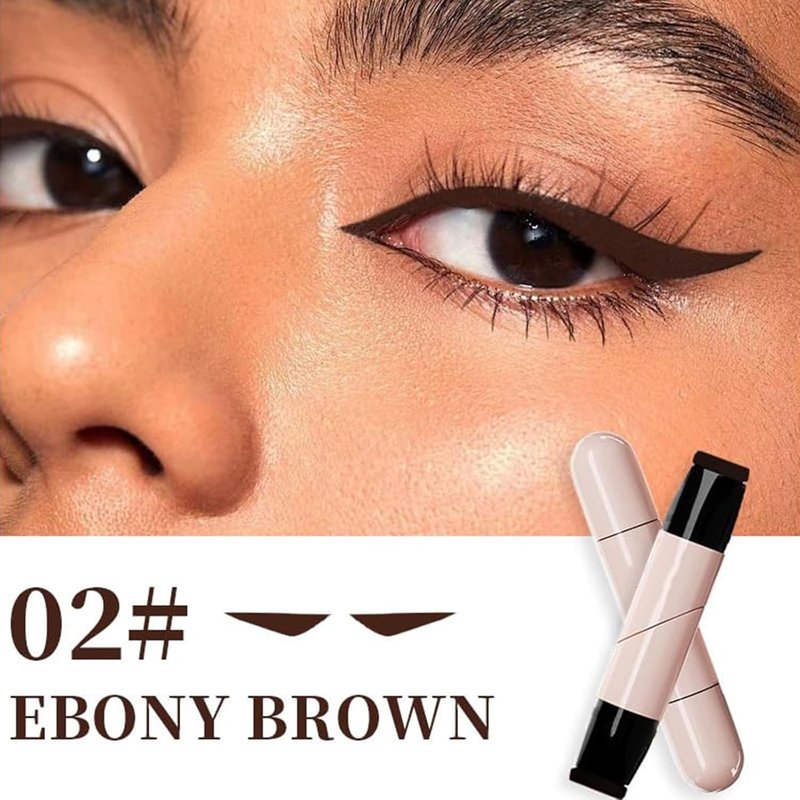 Dual-Ended Eyeliner Stamp Pen - Waterproof Winged Cat Eye Tool, Long-Lasting Matte Finish for Beginners