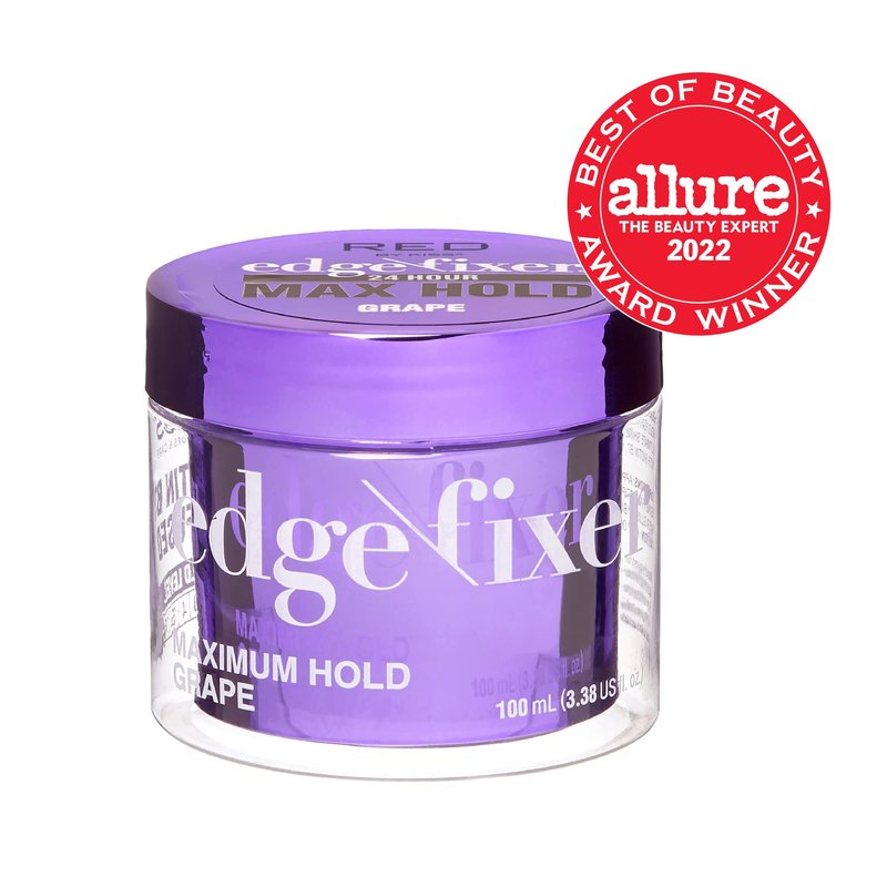 RED by Kiss Edge Fixer Hair Shine Gel, 24 Hour Max Hold, Non-Flaking, Biotin B7 Infused, Natural Styling, Professional Edge Control Wax, Perfect for Braiding (Grape)