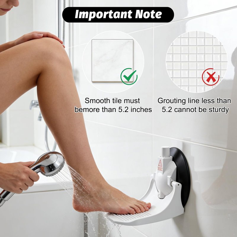 Shower Foot Rest, Foldable Anti-Slip Foot Rest with Strong Suction Cups, No-Drill Shower Stool for Shaving Legs, Elderly, Pregnancy & RV Travel