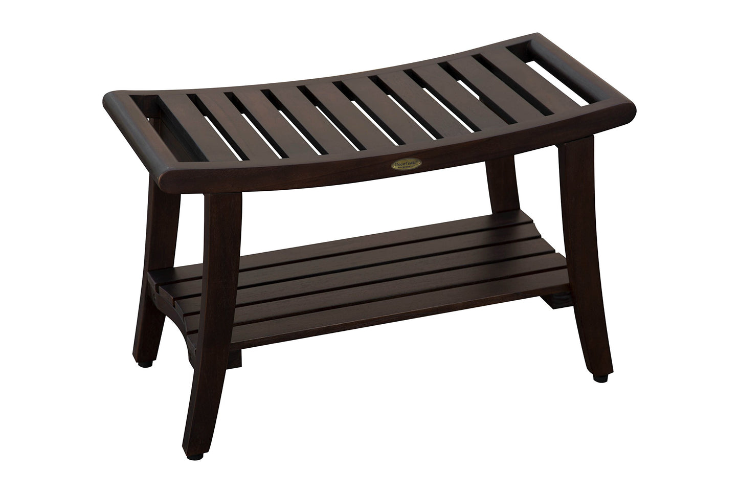 DecoTeak Harmony 30 Inch Brown Waterproof Teak Wood Shower Bench | Provides Safety, Storage, and Organization for Bathroom Accessories