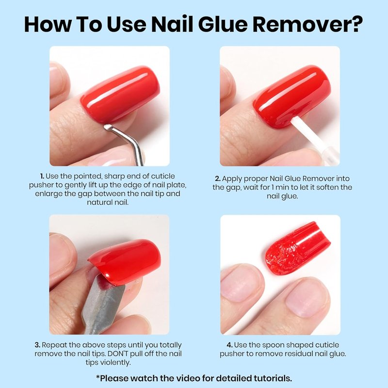 Beetles Nail Glue Remover - Non-Acetone Adhesive Remover with Cuticle Tool | 20ml Gentle Formula for Press-On Nails