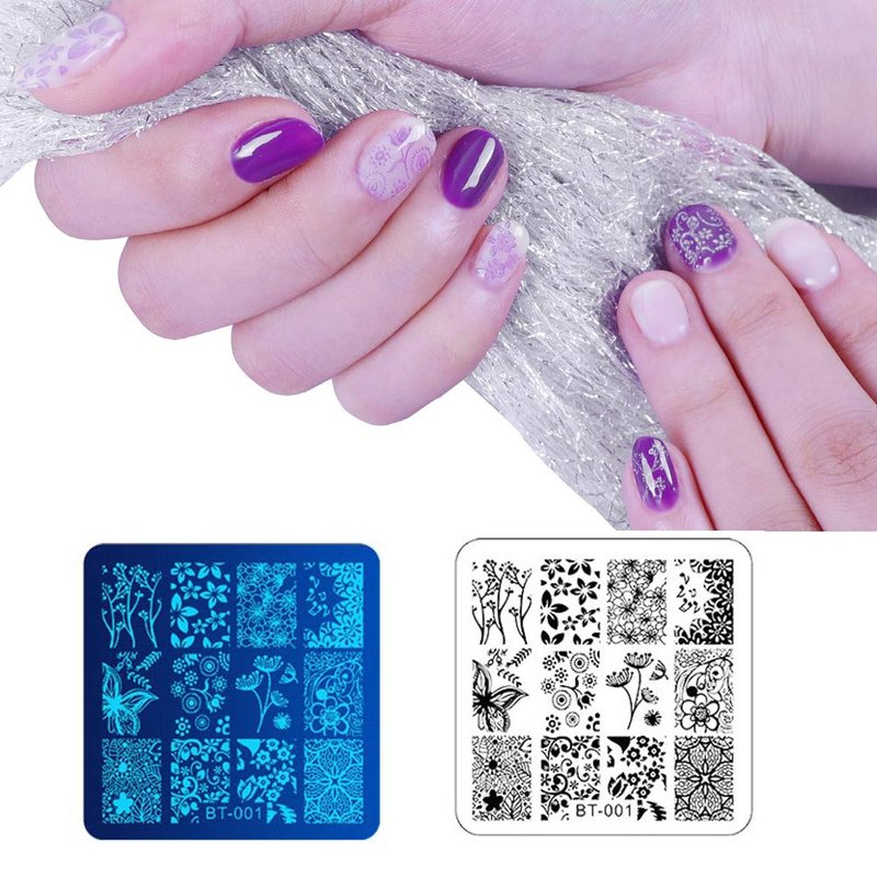 Biutee Nail Stamping Plates Set 12pcs Nail Plates 1stamper 1scraper 1storage bag Nail plate Template Image Plate Stencil Nails Tool