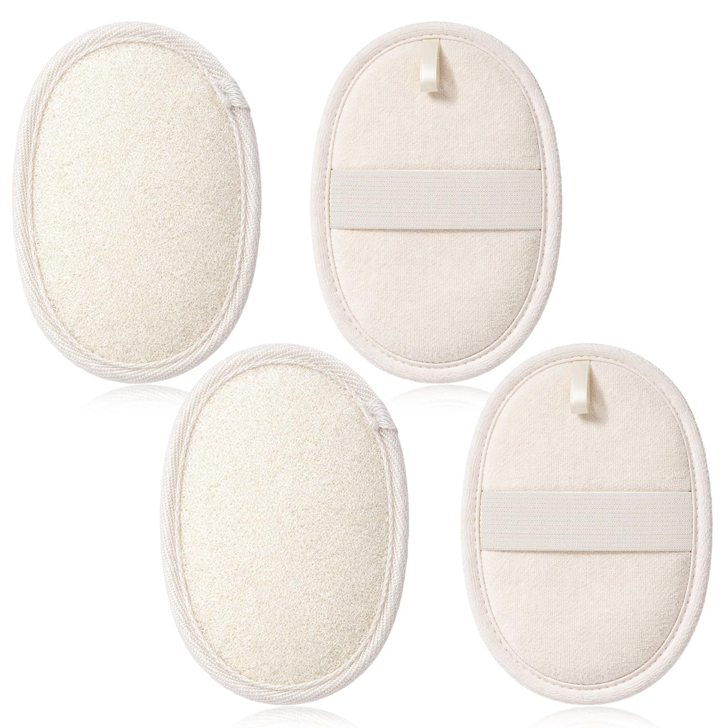 4 Pcs Natural Loofah Sponge, Luffa Exfoliating Body Scrubber for Women Men Bath Loofah for Body and Face Made with Shower Luffa Sponge