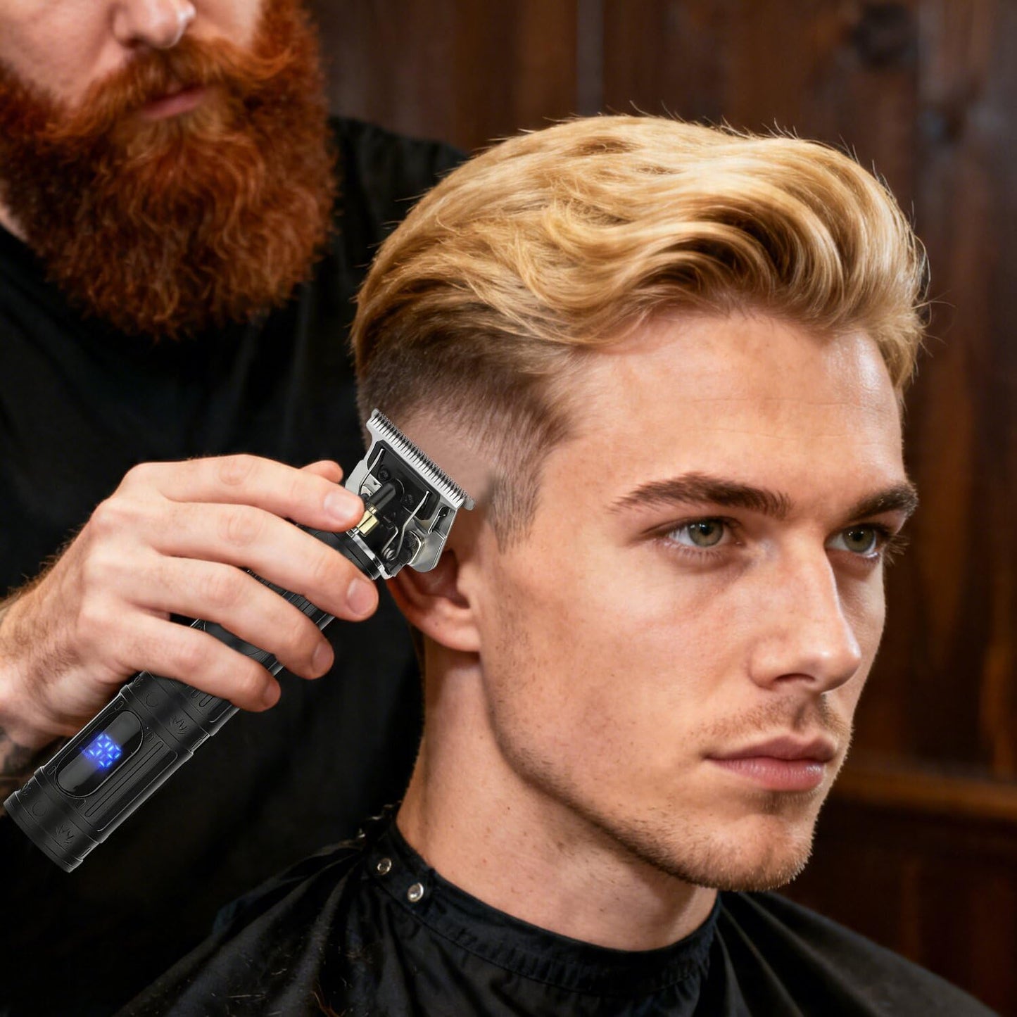 Soonsell Hair Clippers for Men,Professional Barber Clippers and Trimmer Set,Mens Cordless Hair Clipper for Barber,T-Blade Trimmer Set