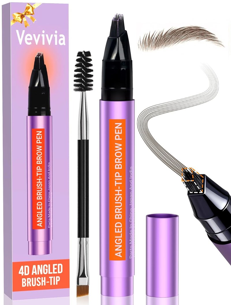 Eyebrow Pen - 4D Micro Brush-Tip for Natural Hair-Like Strokes | Long-Lasting Waterproof Formula, Dark Brown