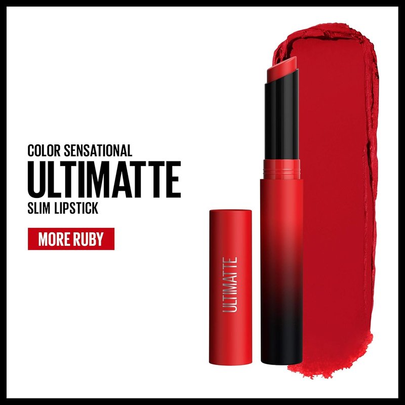 Maybelline Color Sensational Ultimatte Matte Lipstick - Intense Ruby Red, Non-Drying Formula, 1 Count