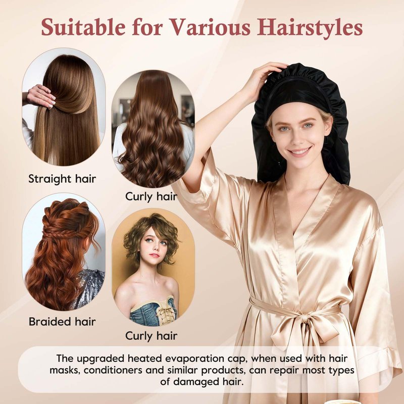Heat Cap for Deep Conditioning-Hair Steamer for Natural & Thick Hair with 10-Level Temp Control 3 Timer Settings, Fast Heating Thermal Steam Cap for Home Hair Mask & Oil Treatments