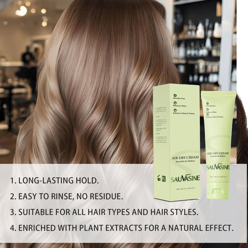Lanthome Air Dry Cream for Hair – Frizz Control Hair Care Product –Weightless Styling Cream - Enhances Natural Texture Appearance, 12-Hours Smooth Finish – 3.38 oz（100mL）