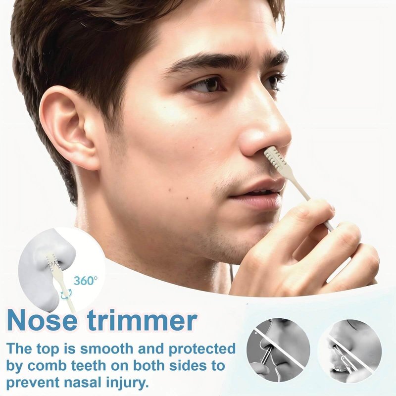 Bneajix 6PCS Nasal Hair Cutter for Women Men, 2026 Upgraded Portable 2-in-1 Nasal Hair Cutter Sticks, 360° Rotating Safe Painless Trimming, Double Sided Nose Knife with Protective Comb Teeth