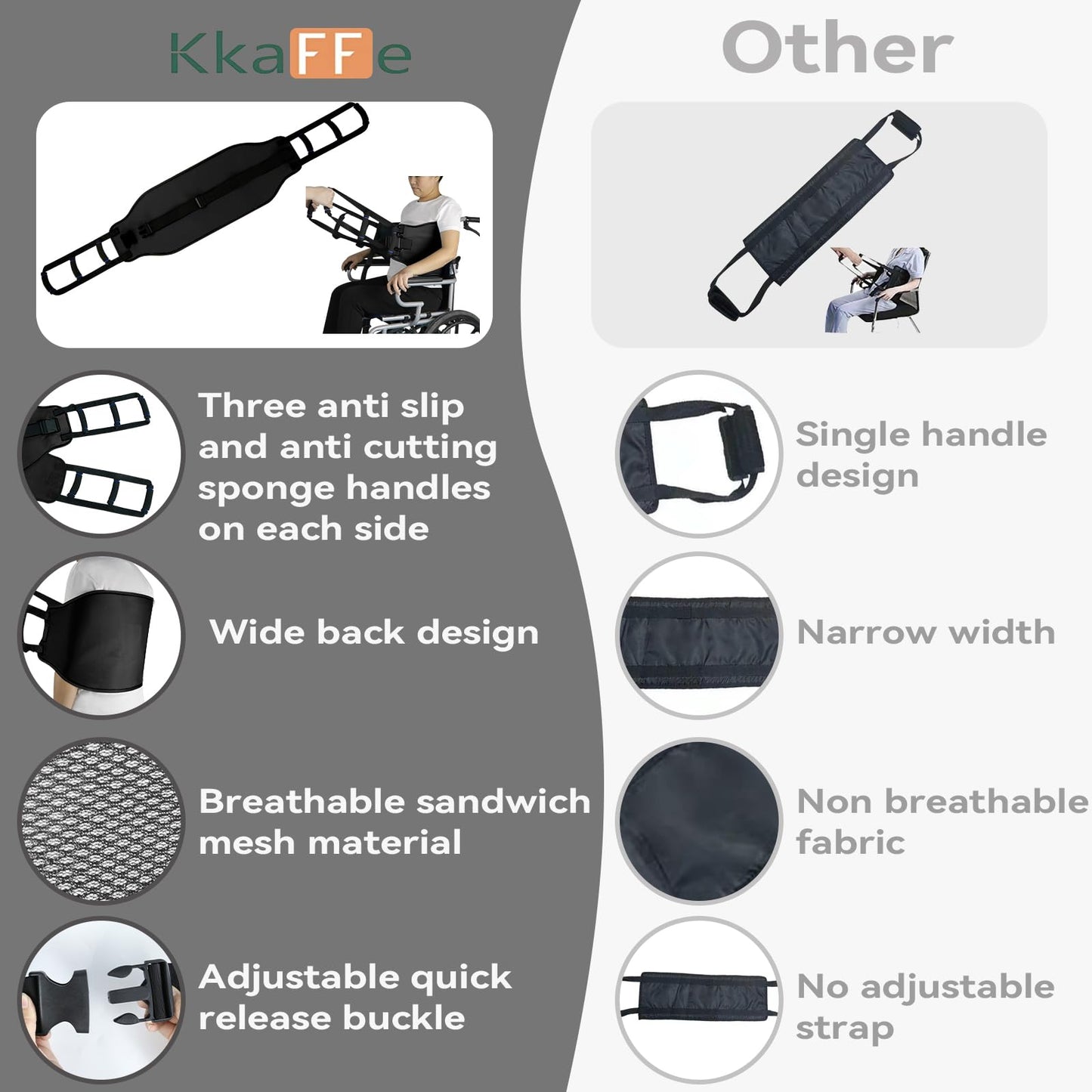 Transfer Belt for Elderly, Transfer Sling Gait Belts for Seniors Heavy Duty Patient Lift with Straps, Mobility Standing and Lifting Aid for Disabled, Elderly Safely Move from Wheelchair and Bed