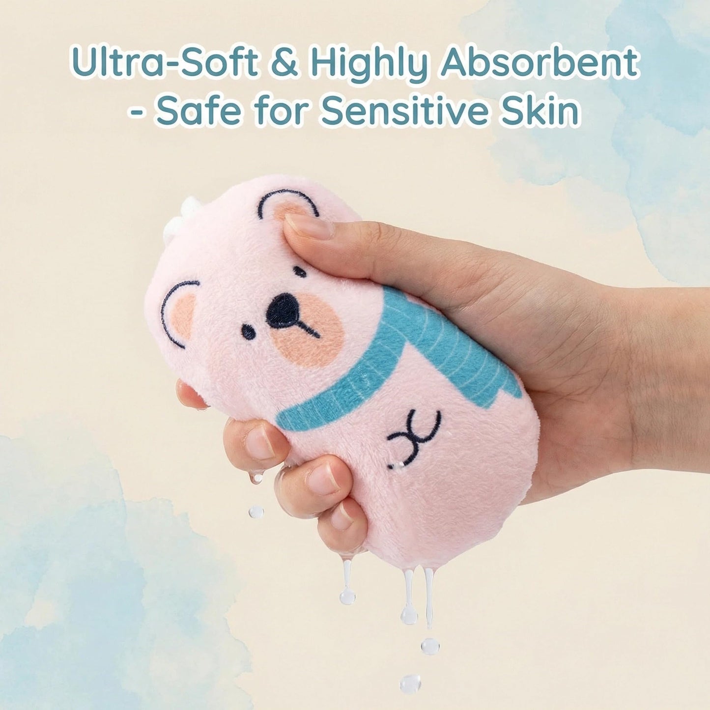 Baby Bath Sponge Natural Soft for Infant Bath Time Loofah Set Cute Shapes in Toddler Shower & Kids Bath Care