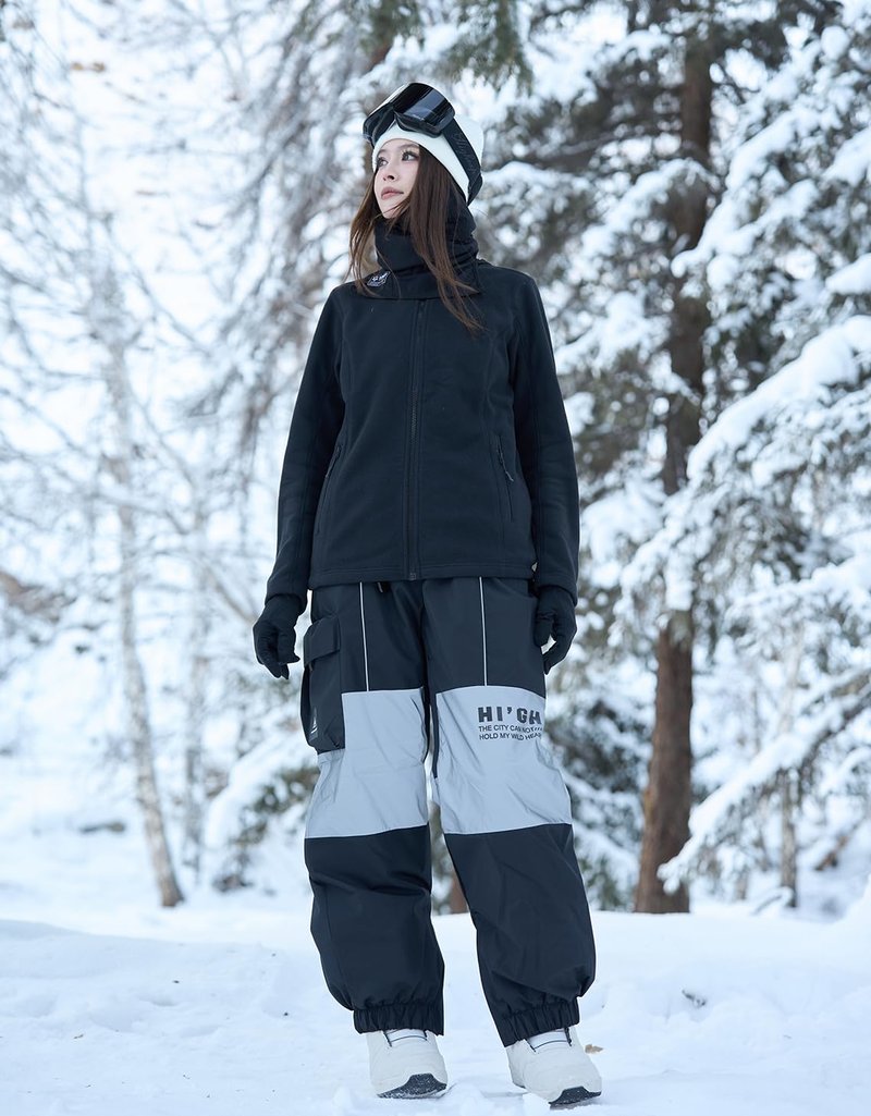 HIGH EXPERIENCE Ski Pants Snow Snowboard Pants Waterproof Insulated Baggy Windproof Hiking Winter Warm for Men Women (Black, Small)