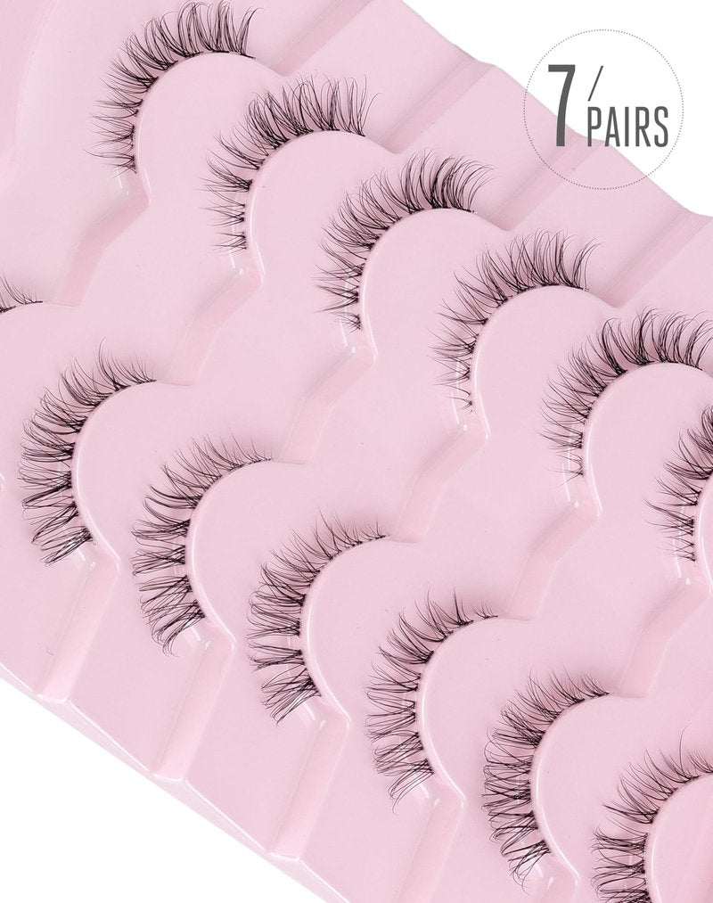 Onlyall Short Lashes Natural False Eyelashes 3/4 Small Lashes Fake Eyelashes Wispy Lashes Natural Lashes Clear Band Lashes 12mm Lashes H21