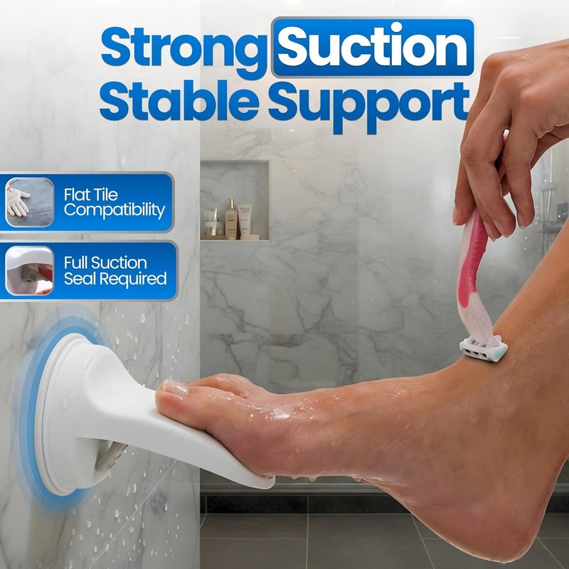 Shower Foot Rest - Non-Slip Suction Cup Leg Support for Shaving | White, 1 Count