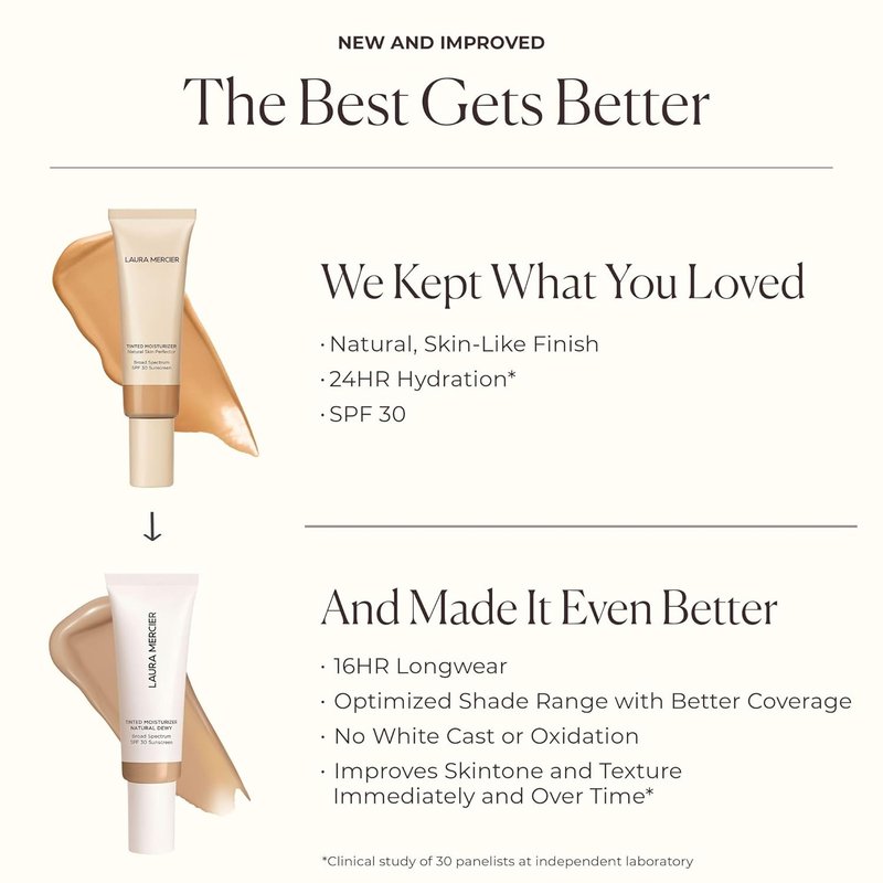 Laura Mercier Tinted Moisturizer - Natural Dewy SPF 30 | 24HR Hydration, Buildable Coverage, Improve Skin Tone