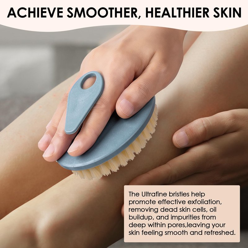 INNERNEED Food-Grade Soft Silicone Body Scrubber Shower Brush Handheld Cleansing Skin Brush, with PP Shower Brush for Exfoliating, Cellulite Treatment