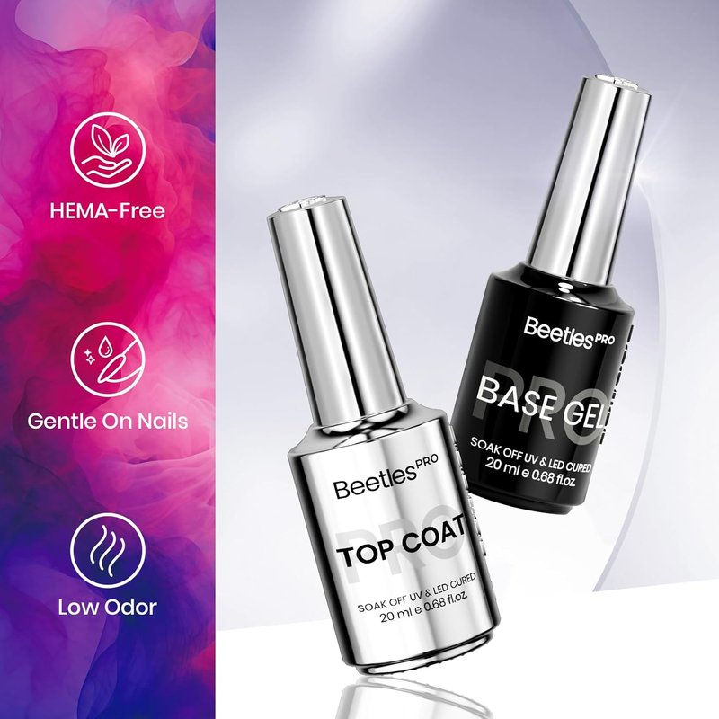 Beetles Pro Gel Nail Polish | Top Coat & Base Gel - 20ml Super Shine Finish, Long Lasting for 28 Days