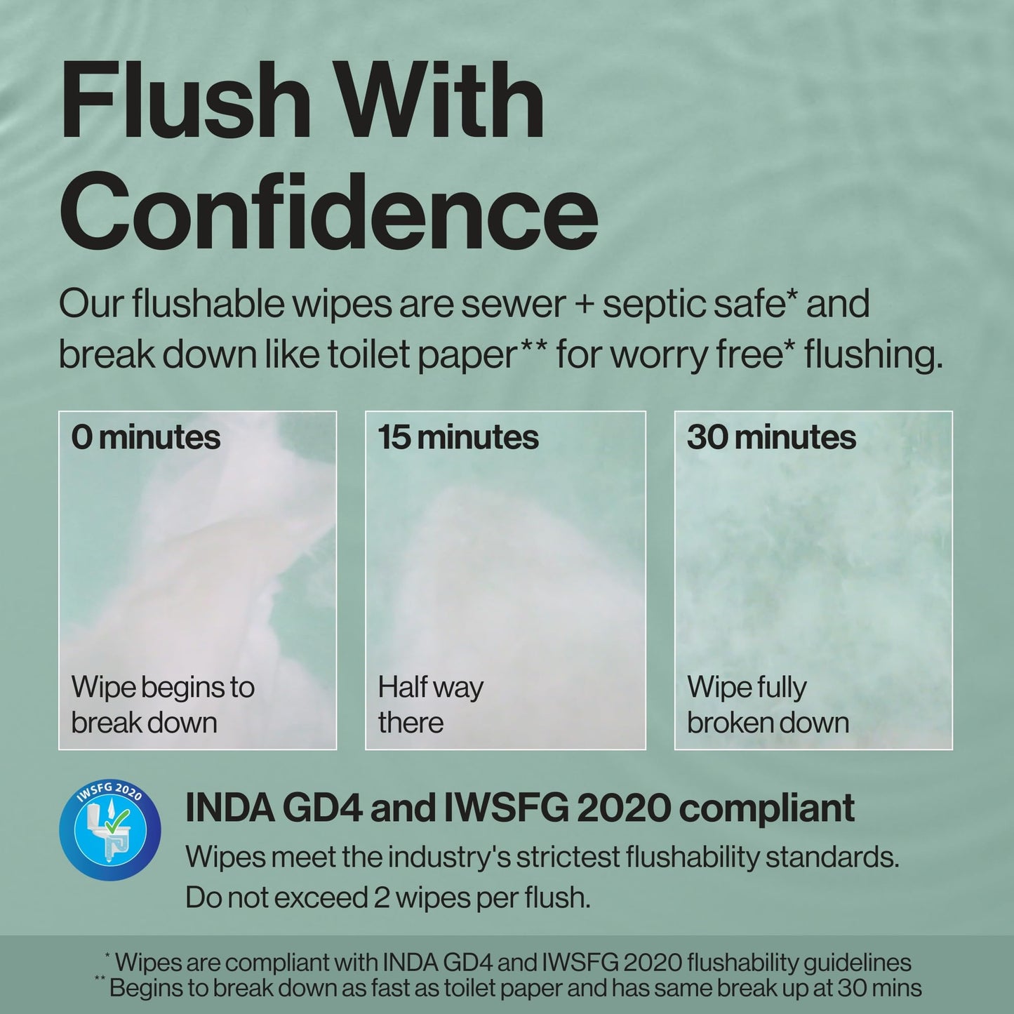 The Honest Company Hypoallergenic Flushable Wipes for Sensitive Skin, Tropical Leaves, 42 Count